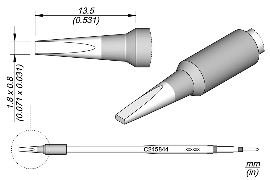 C245844 - Chisel Cartridge 1.8 x 0.8 L